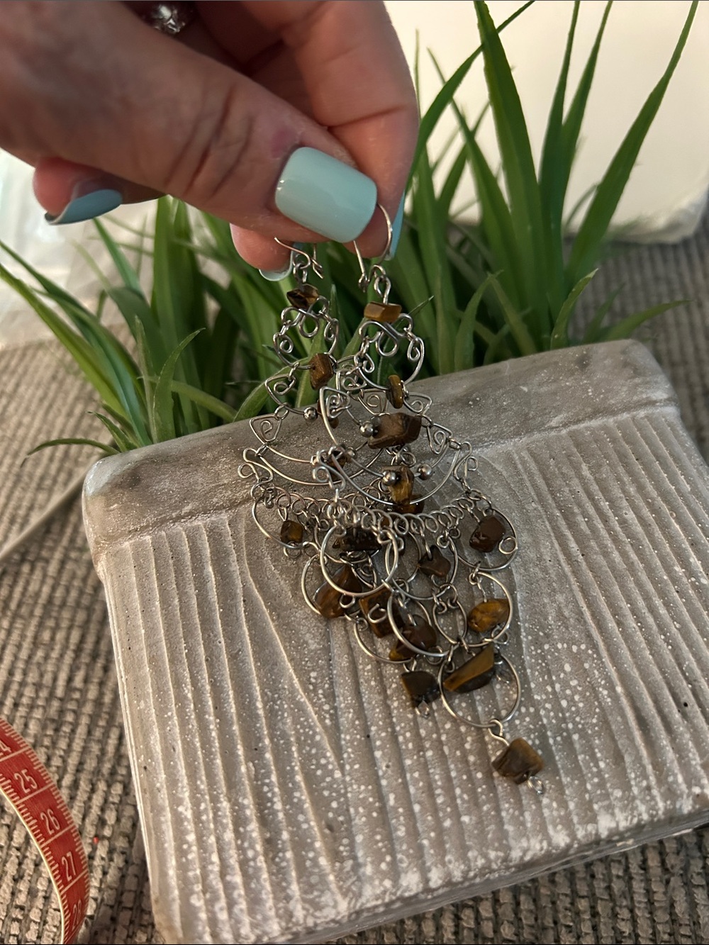 ๐5/$25 Tiger Eye Silver-Tone Chandelier Earrings - Brown - Picture 3 of 3